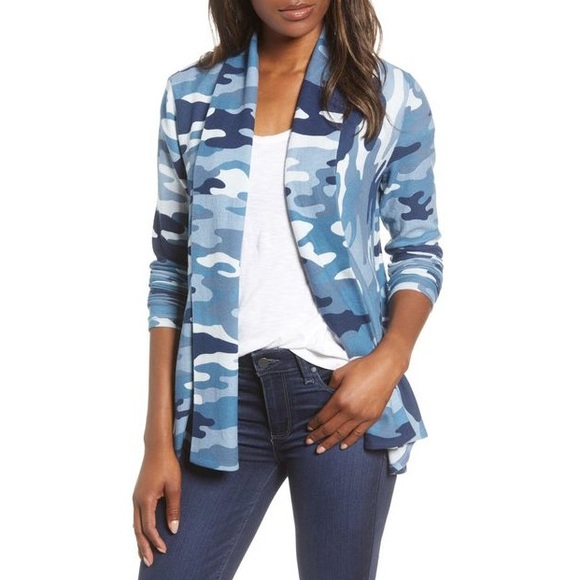 Gibson Sweaters - Gibson Blue Camo open front cardigan
